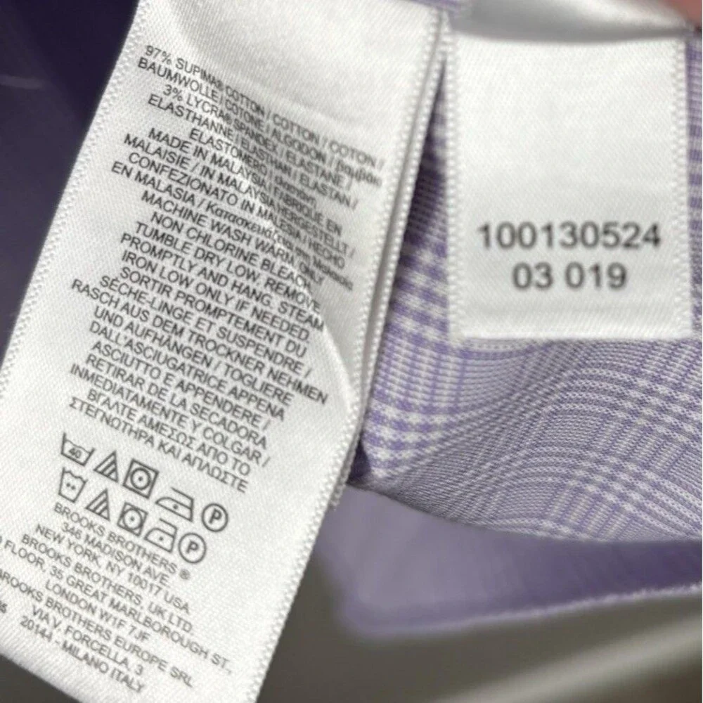 Brooks Brothers Men 15 1/2 - 33 Purple Dress Shirt Stretch Supima Cotton Madison
